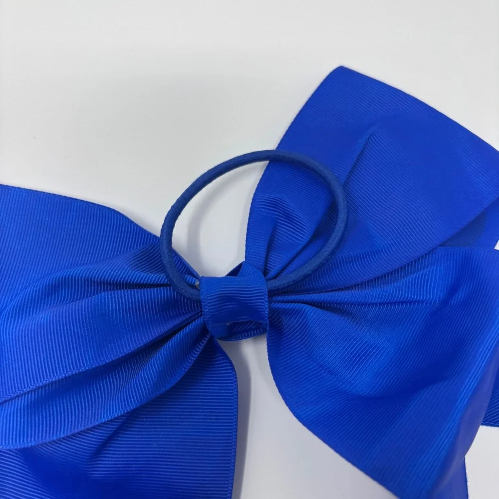 Cheer Bow Women Girls OS Blue Paw Print Grosgrain‎ Ribbon Hair Accessory